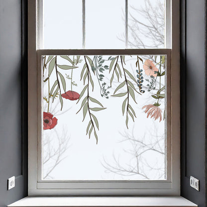 Retro Flowers Window Decal Top Border