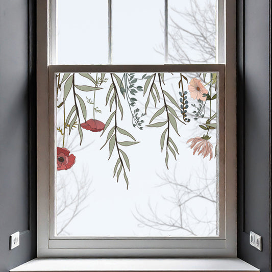 Retro Flowers Window Decal Top Border