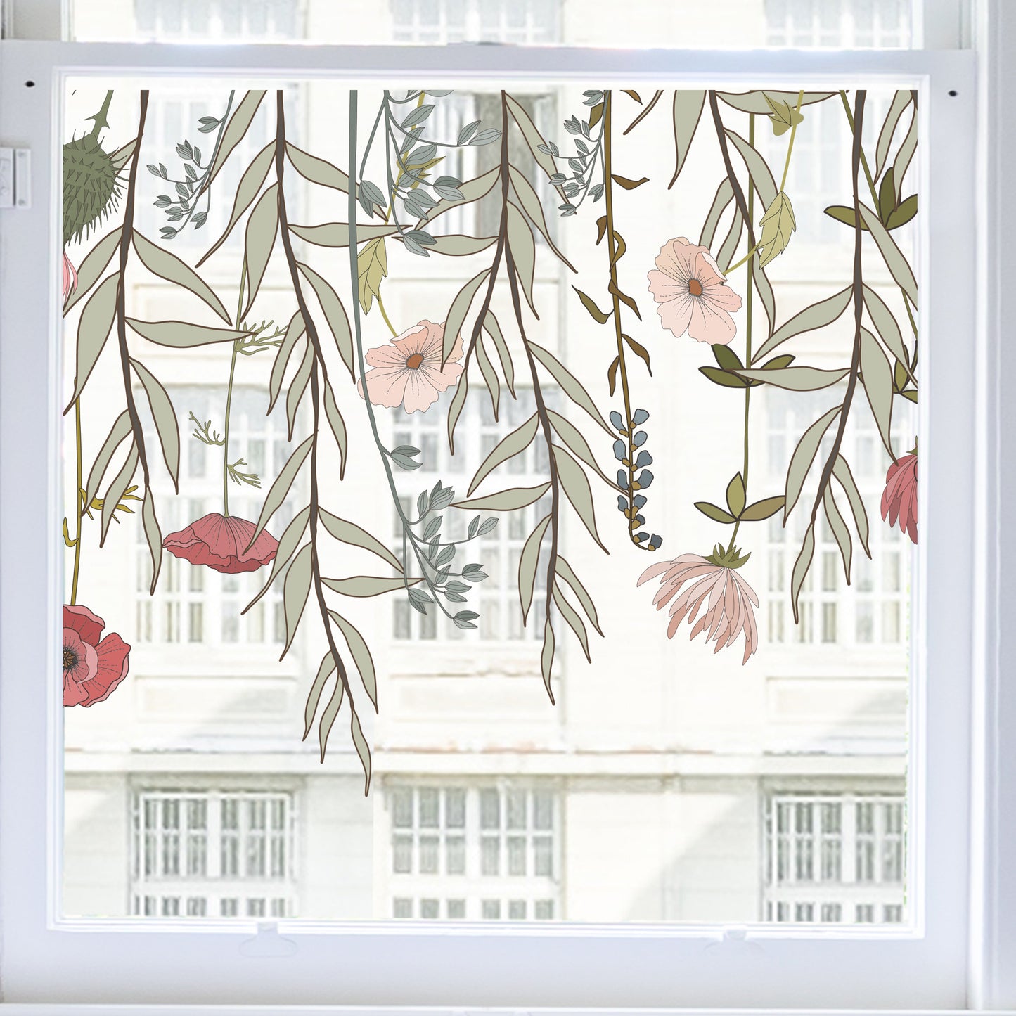 Retro Flowers Window Decal Top Border