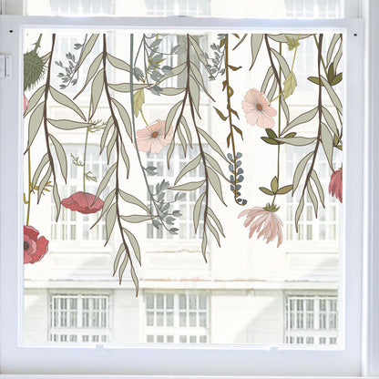 Retro Flowers Window Decal Top Border