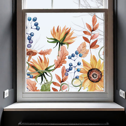 Autumn Sunflower Clear Window Privacy Border