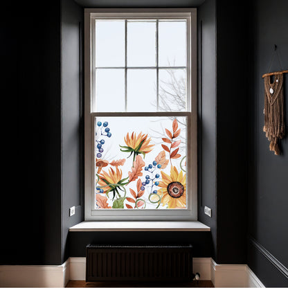Autumn Sunflower Clear Window Privacy Border