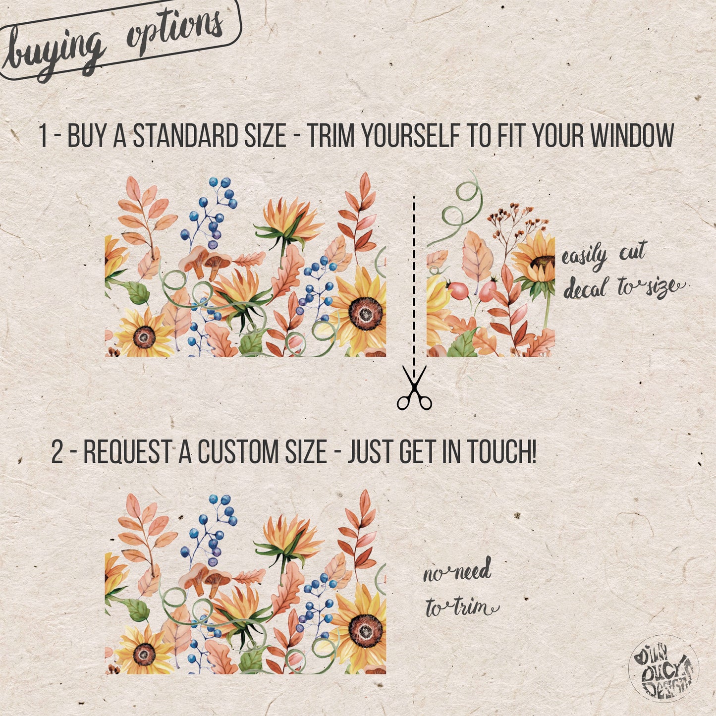 Autumn Sunflower Clear Window Privacy Border