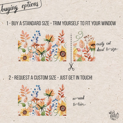 Autumn Sunflower Clear Window Privacy Border