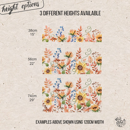 Autumn Sunflower Clear Window Privacy Border