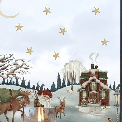 Father Christmas Winter Scene Border Window Decal