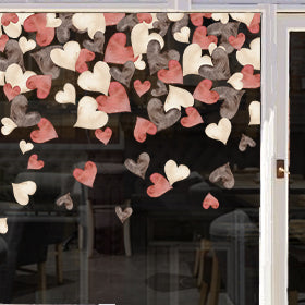 Valentines Hearts Window Decal Border - Mixed