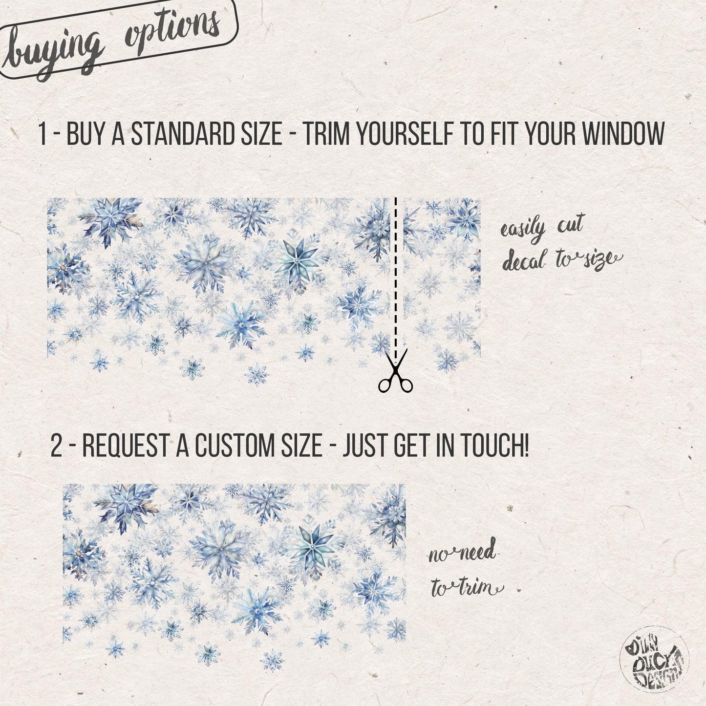 Watercolour Snowflake Christmas Window Decal Border