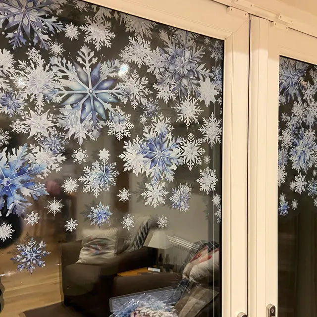 Watercolour Snowflake Christmas Window Decal Border