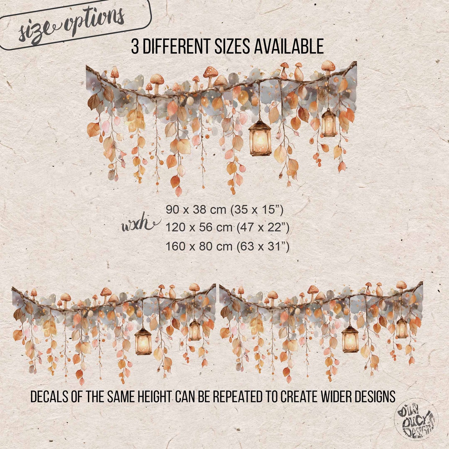 Whimsical Autumn Leaves & Lantern Window Cling for Shop Fall Display