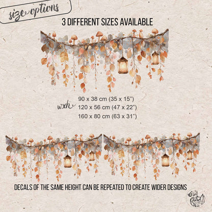 Whimsical Autumn Leaves & Lantern Window Cling for Shop Fall Display