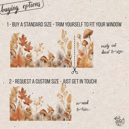 Whimsical Autumn Leaves & Mushrooms Window Cling for Shop Fall Display