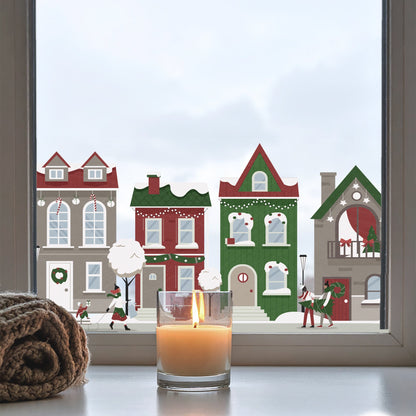 Christmas Winter City Border Window Decal