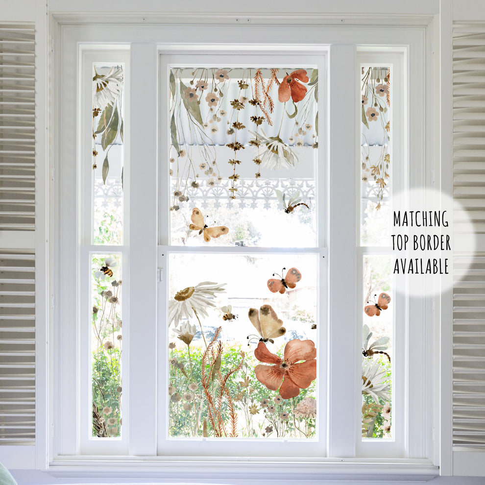 Wild Botanical Flower Border Window Privacy Decal – Dizzy Duck Designs