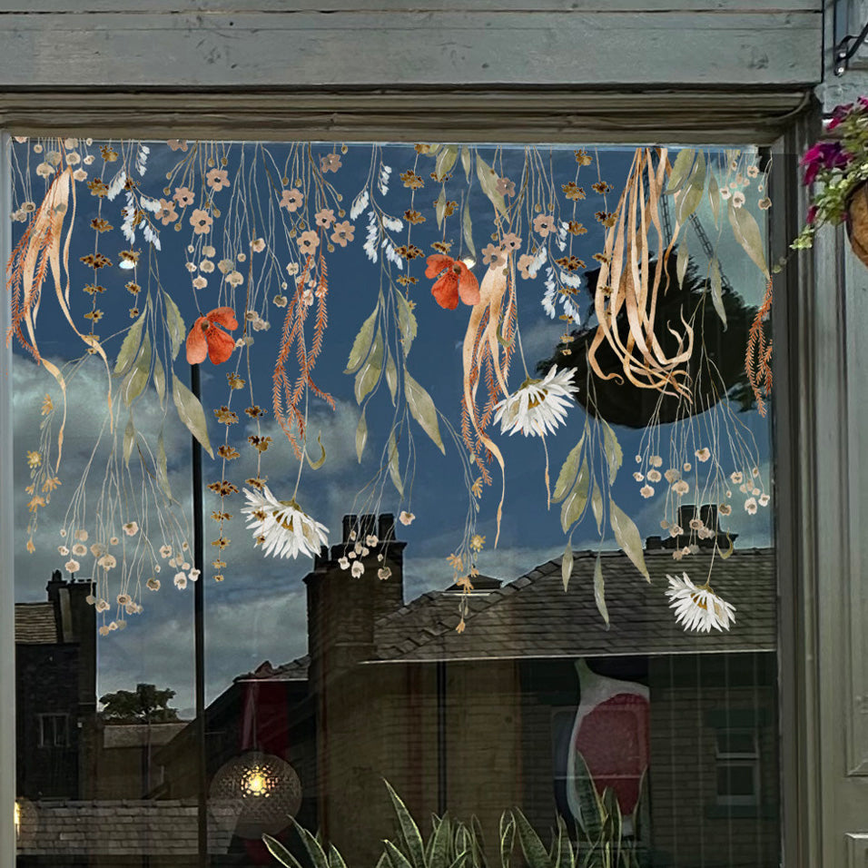Wild Flowers Shop Window Decal Border