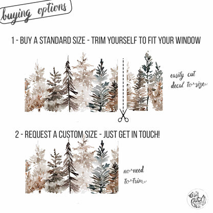 Watercolour Pine Tree Forest Window Cling Border - Christmas Decor for Shops or Home