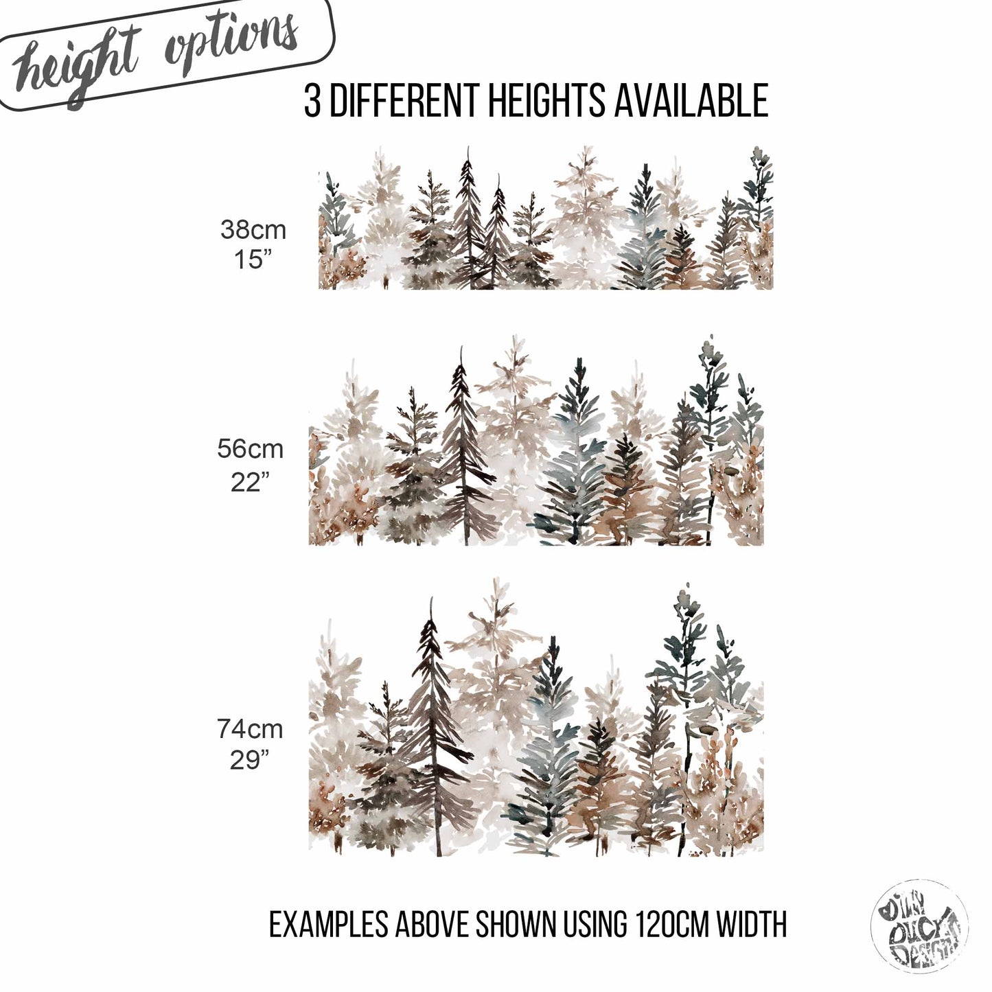 Watercolour Pine Tree Forest Window Cling Border - Christmas Decor for Shops or Home