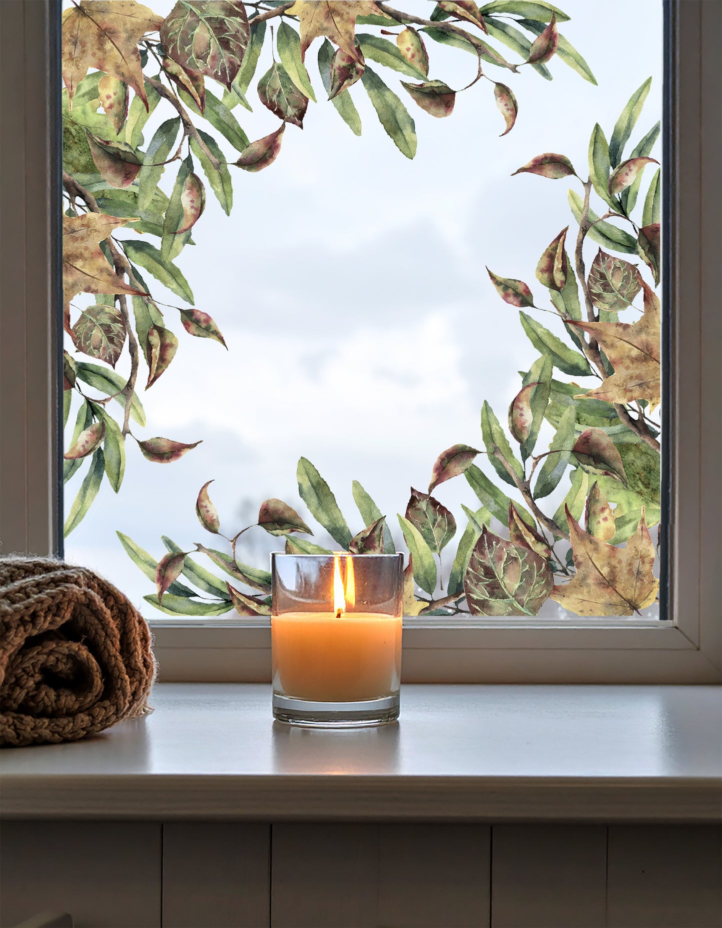 2x Autumn Leaves Window Corner Clings (1)