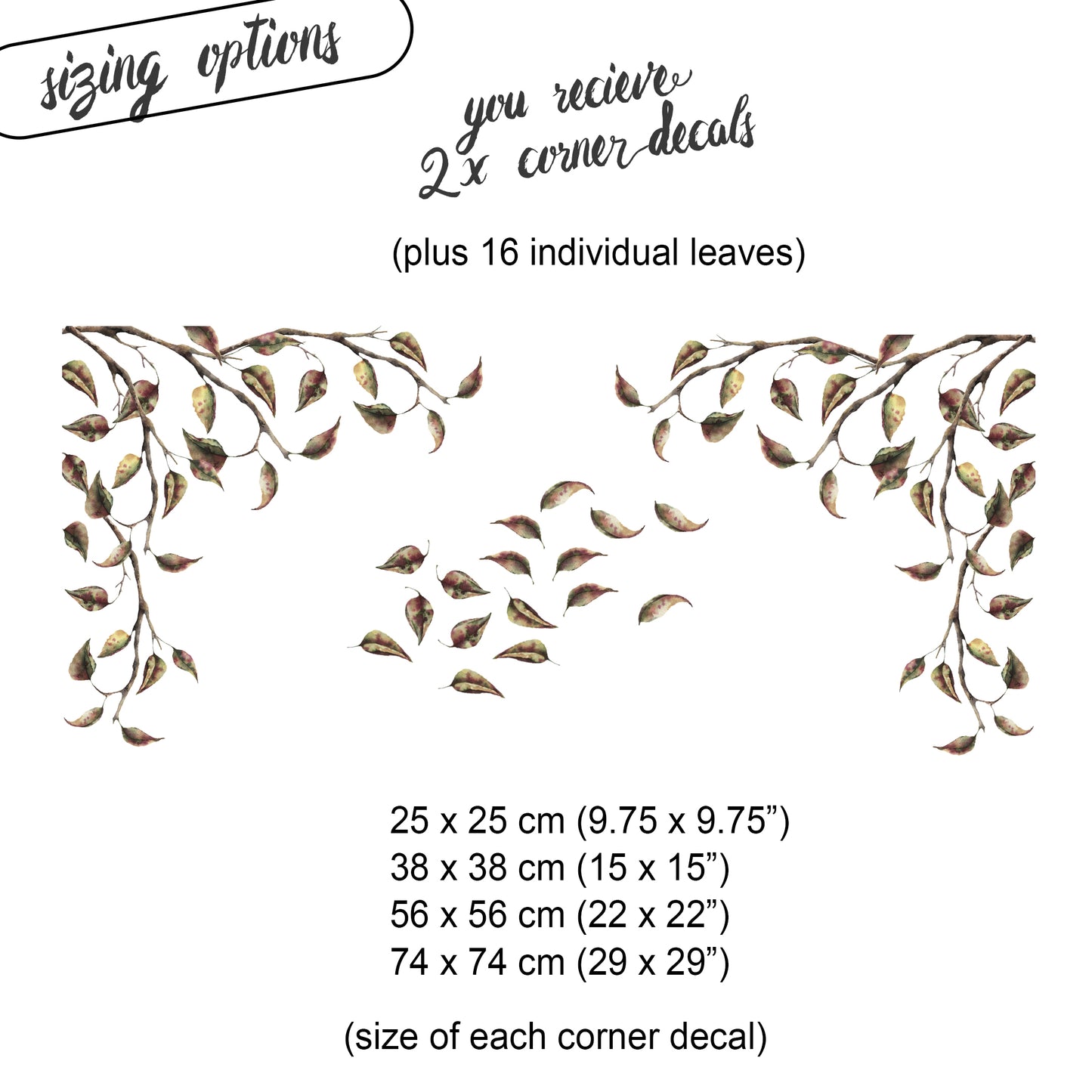 2x Autumn Leaves Decal Corners (2)