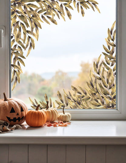 2x Autumn Leaves Corner Window Decals (3)