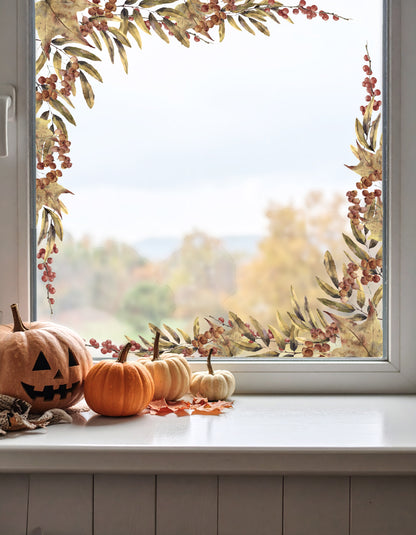 2x Autumn Leaves Window Corner Clings (4)