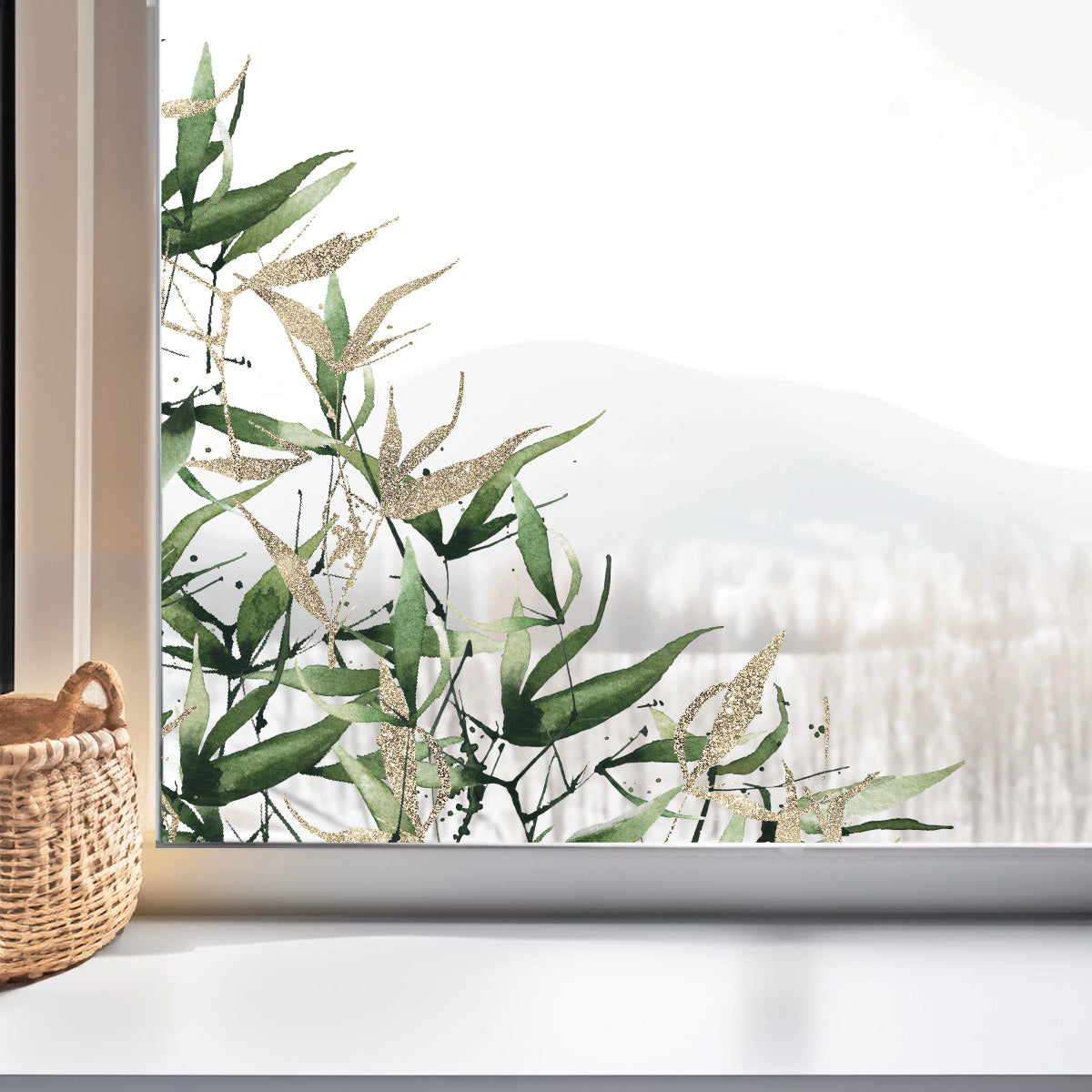 2x Bamboo Leaves Corner Window Decals