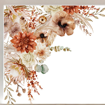 2x Fall Bohemian Flowers Corner Window Clings for Classy Autumn Decor