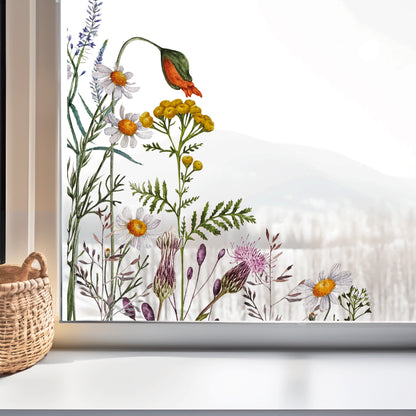 Botanical Meadow Flowers Shop Window Decal Corners