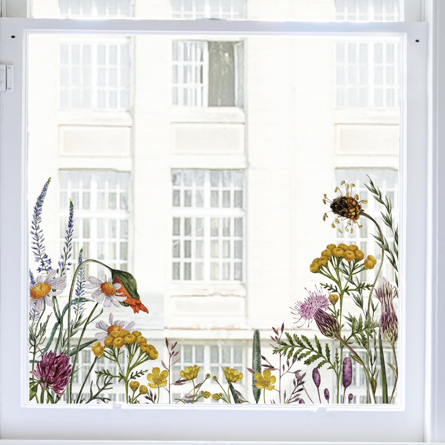 Botanical Meadow Flowers Shop Window Decal Corners