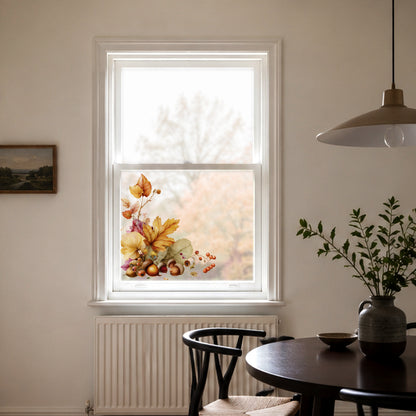 2x Oak Leaf & Acorn Corner Window Clings for Fall Decor