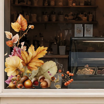 2x Oak Leaf & Acorn Corner Window Clings for Fall Decor