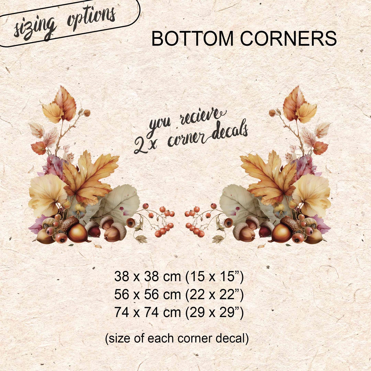 2x Oak Leaf & Acorn Corner Window Clings for Fall Decor