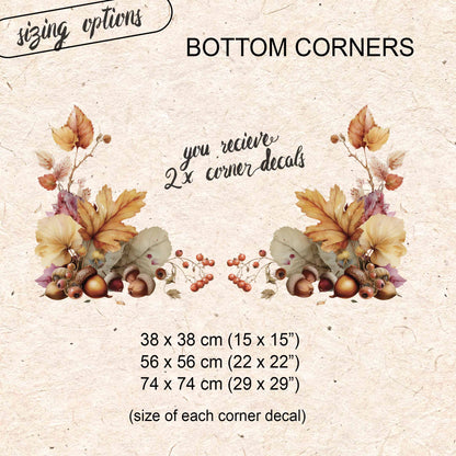 2x Oak Leaf & Acorn Corner Window Clings for Fall Decor