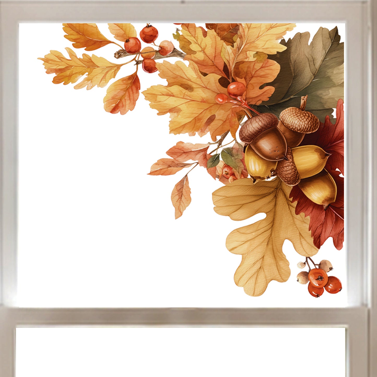 2x Oak Leaf & Acorn Corner Window Clings for Fall Decor