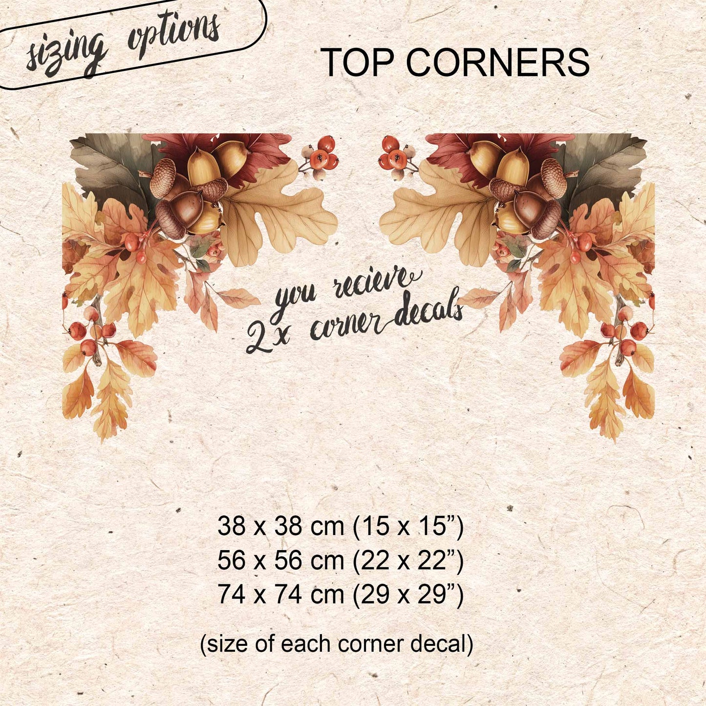 2x Oak Leaf & Acorn Corner Window Clings for Fall Decor