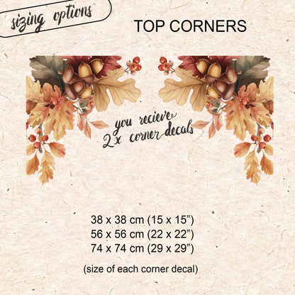 2x Oak Leaf & Acorn Corner Window Clings for Fall Decor
