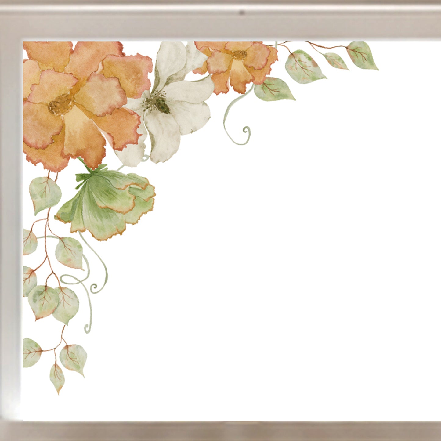 2x Fall Flowers & Pumpkins Corner Window Clings - Autumn Shop Decor