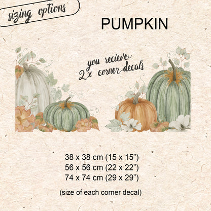 2x Fall Flowers & Pumpkins Corner Window Clings - Autumn Shop Decor