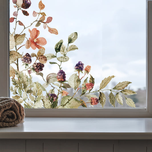 2x Autumn Forest Berries Corner Shop Window Clings for Fall Styling