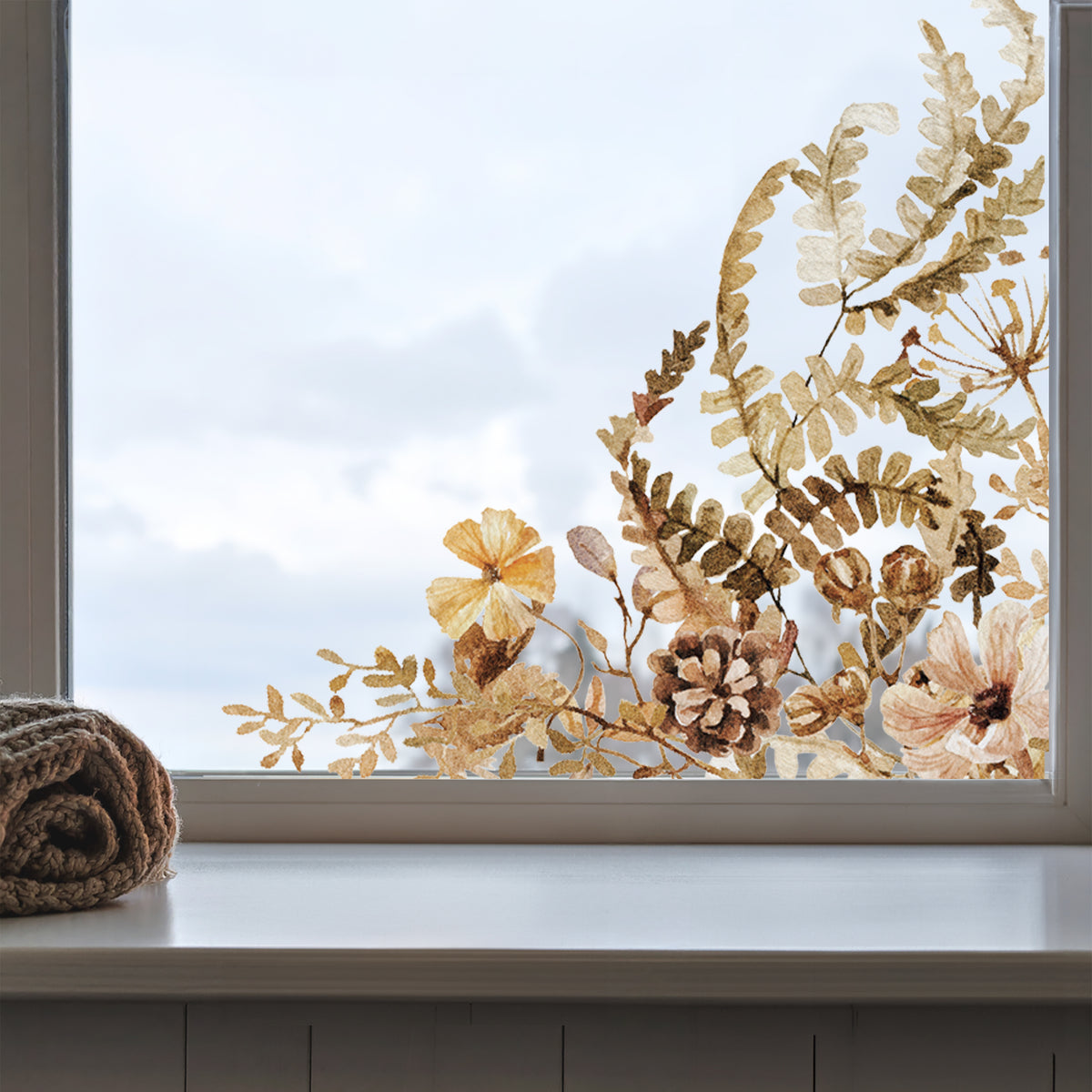 2x Autumn Forest Leaves Corner Window Clings for Shop Display