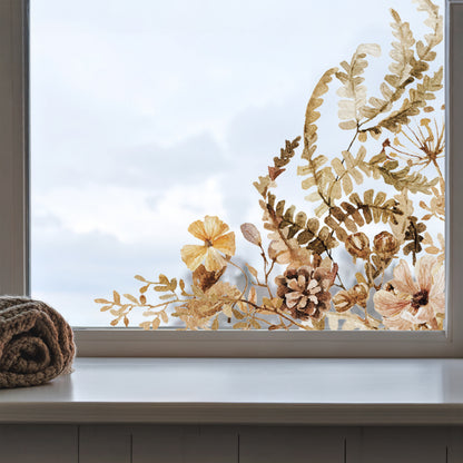 2x Autumn Forest Leaves Corner Window Clings for Shop Display
