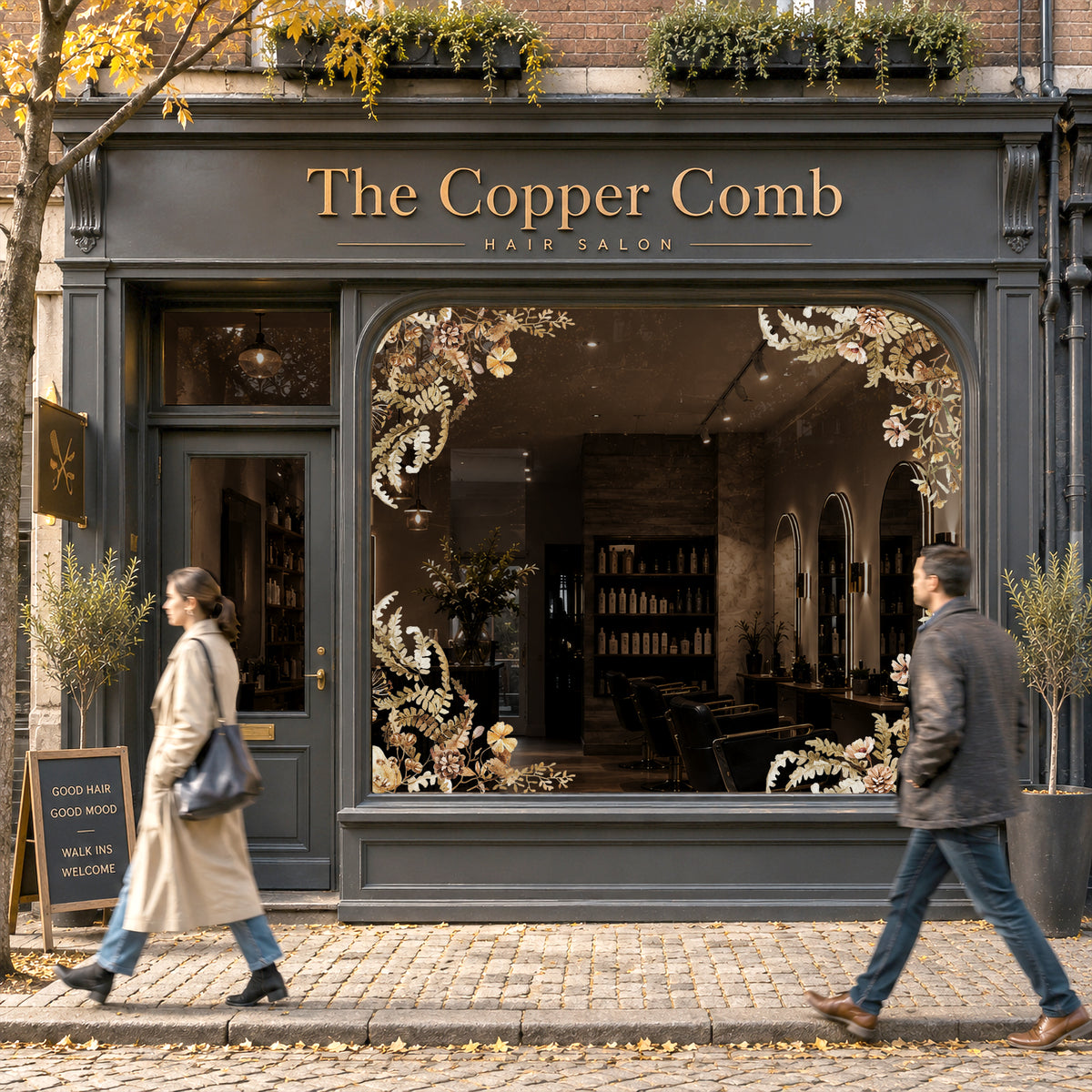 2x Autumn Forest Leaves Corner Window Clings for Shop Display