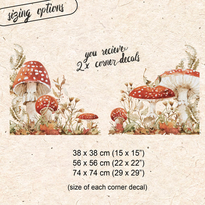 2x Autumn Forest Mushrooms Corner Shop Window Clings for Fall Styling
