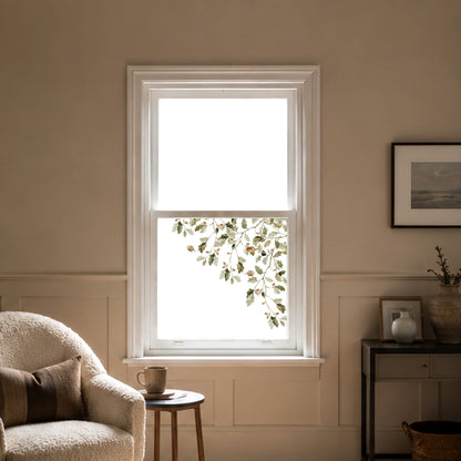 2x Forest Oak Leaf & Acorn Corner Shop Window Clings for Autumn Styling