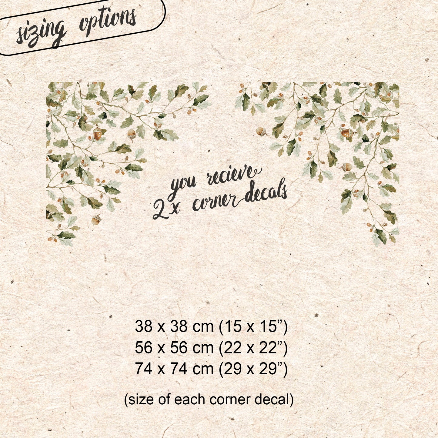 2x Forest Oak Leaf & Acorn Corner Shop Window Clings for Autumn Styling