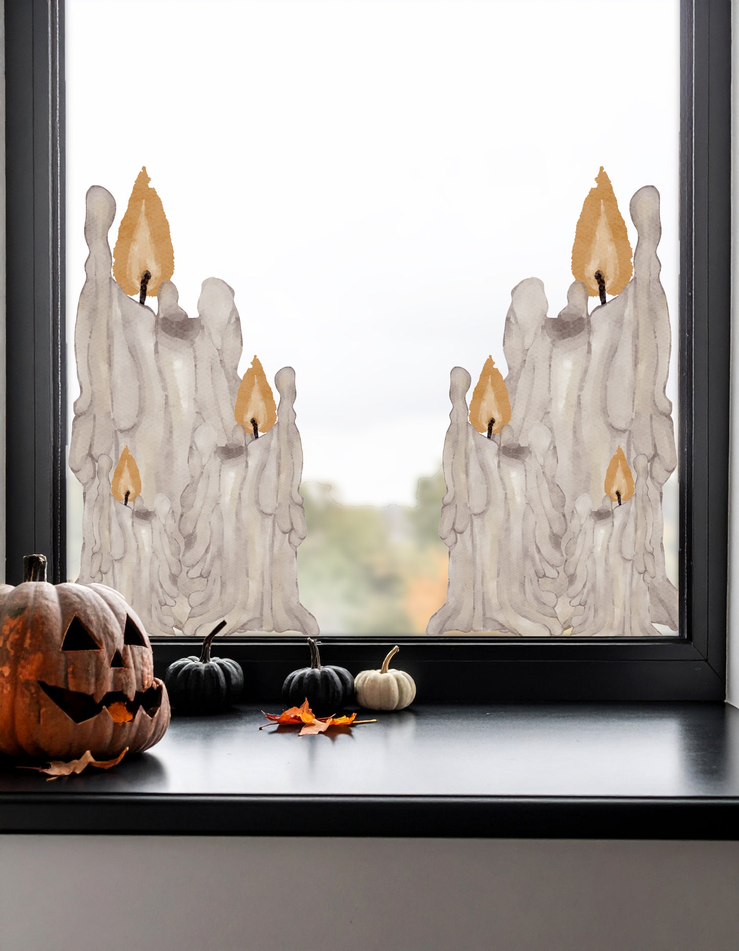 2x Gothic Halloween Candle Corner Window Decals