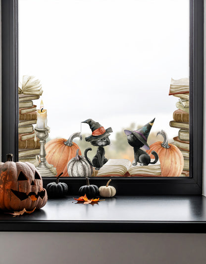 Halloween Cat Window Decal Corners