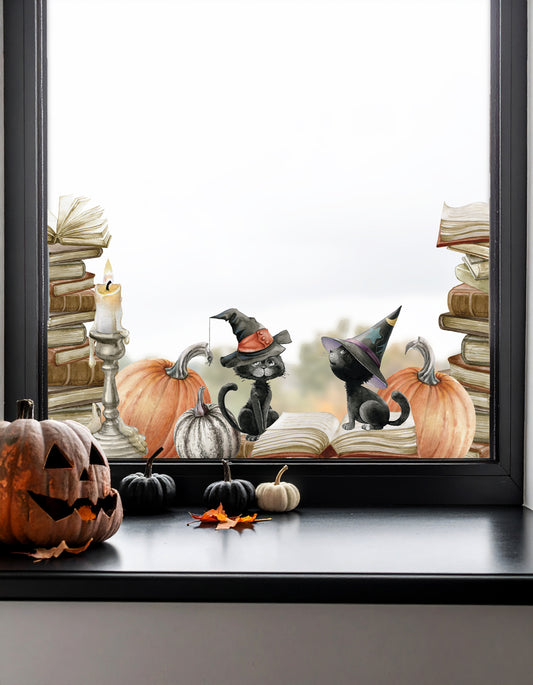 Halloween Cat Window Decal Corners