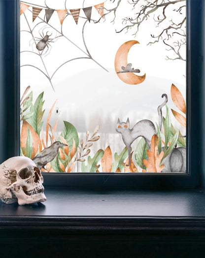2pk Halloween Window Decal Corners