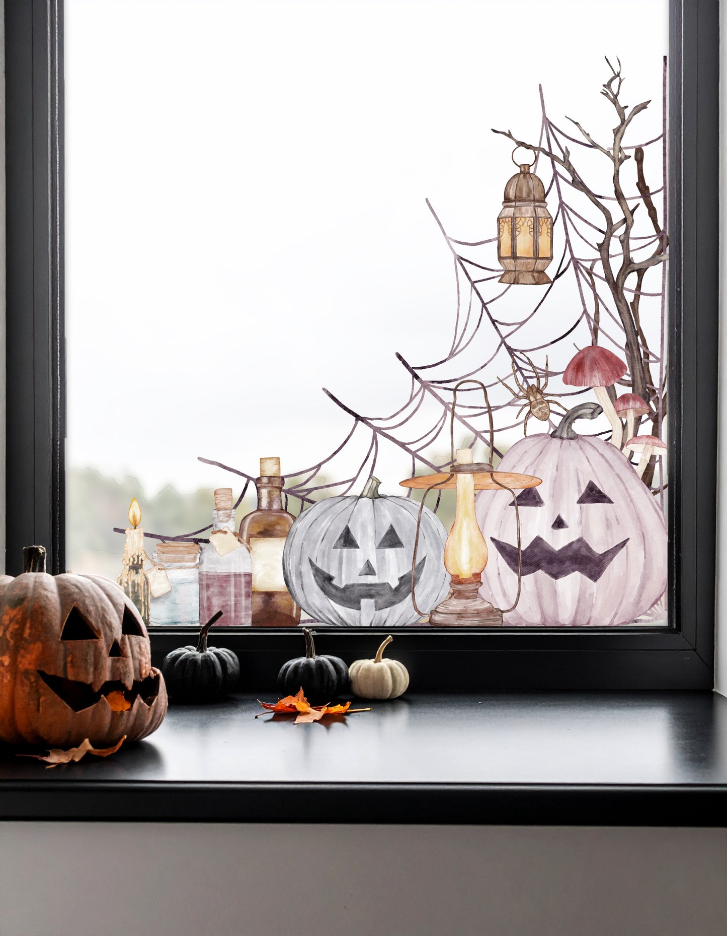 2pk Halloween Web Window Decal Corners